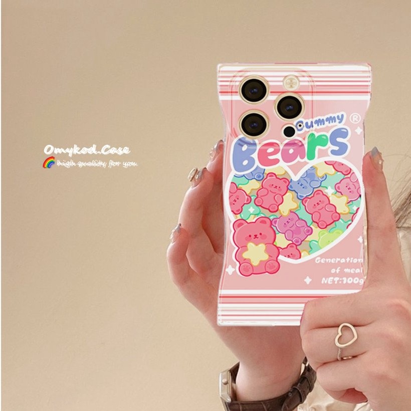 Omykod Samsung S21 S20 FE S22 S21 S20 Plus Ultra M23 Note 20 Plus Lovely Pink Bear Packaging Bag Soft Silicone Phone Case Protection Case