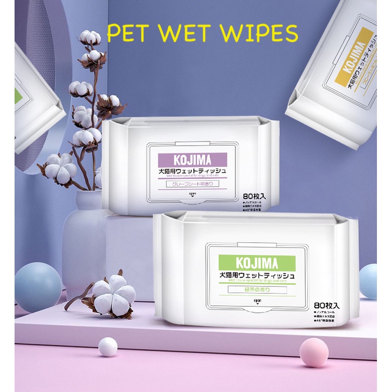 Kojima Pet Wipe Wet Wipes 80s Wet Tissues Cats Dogs AntiBacterial