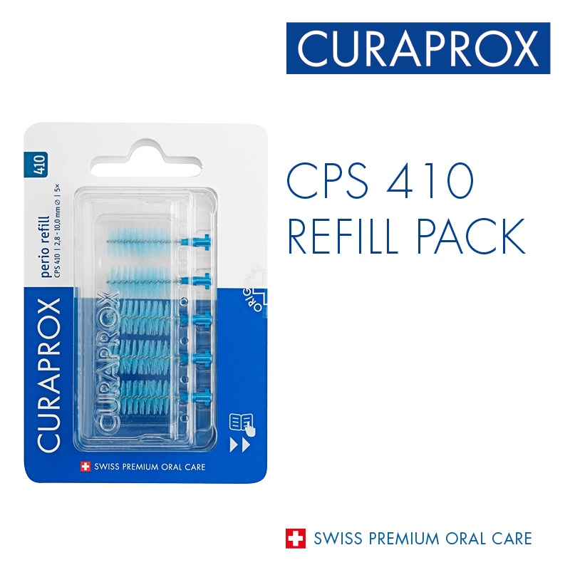 Curaprox CPS 410 Perio Interdental Brush Refills, Deep Sky Blue, 5 pcs ...