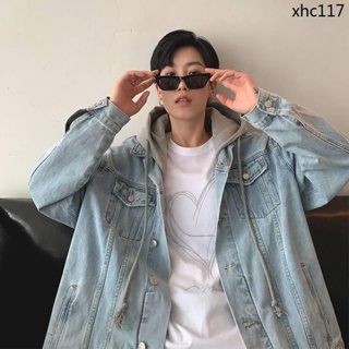 Fake Two Pieces Hooded Men Denim Jacket Men Spring Autumn New