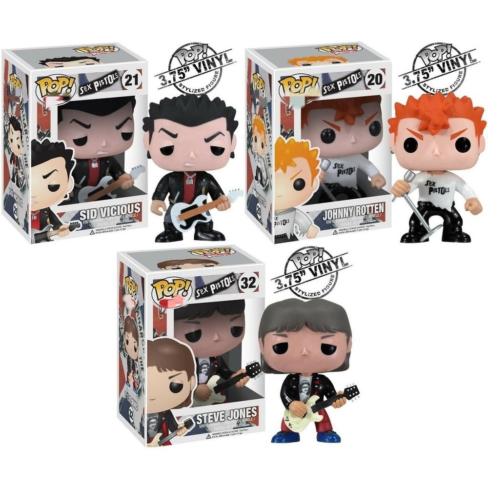 Funko Pop Rocks Sex Pistols Johnny Rotten Sid Vicioussteve Jones Action Figure Toys 5572