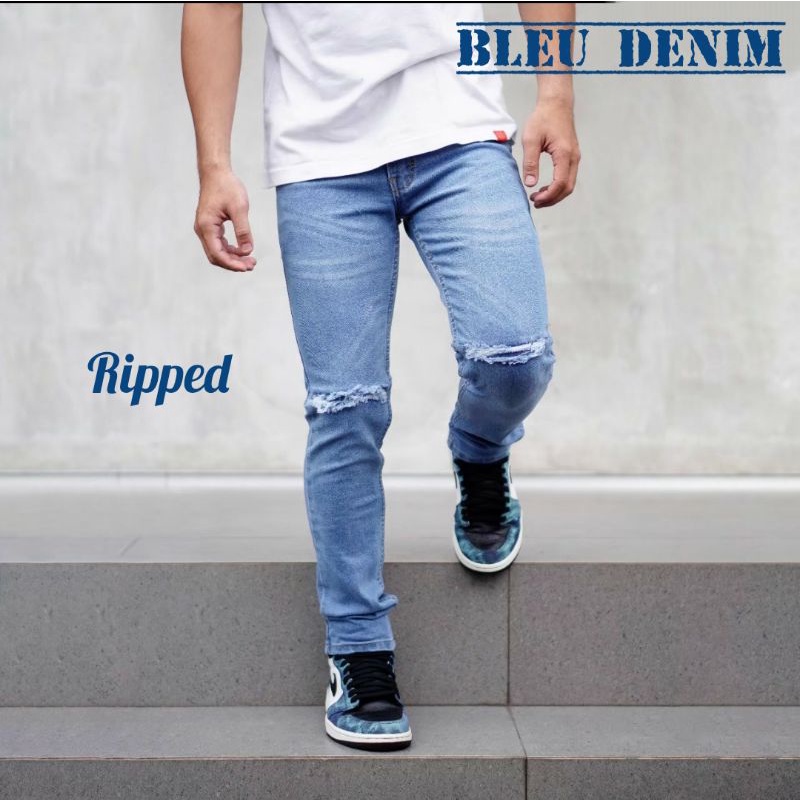 Blue Denim Jeans Ripped/ Men's Ripped Jeans / Ripped Jeans Premium ...