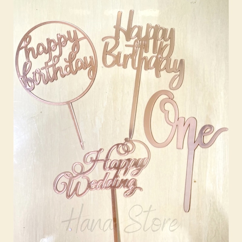 Rose Gold happy birthday acrylic Cake topper / birthday Cake decoration ...