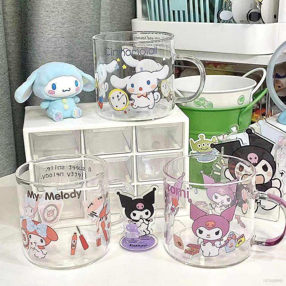 YB3 Cinnamoroll Kuromi Melody glass milk cup Microwave oven can be ...