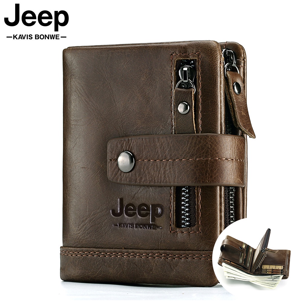 RFID Men's Wallet Zipper Change Bag Top Cow Leather Change Wallet Men's ...