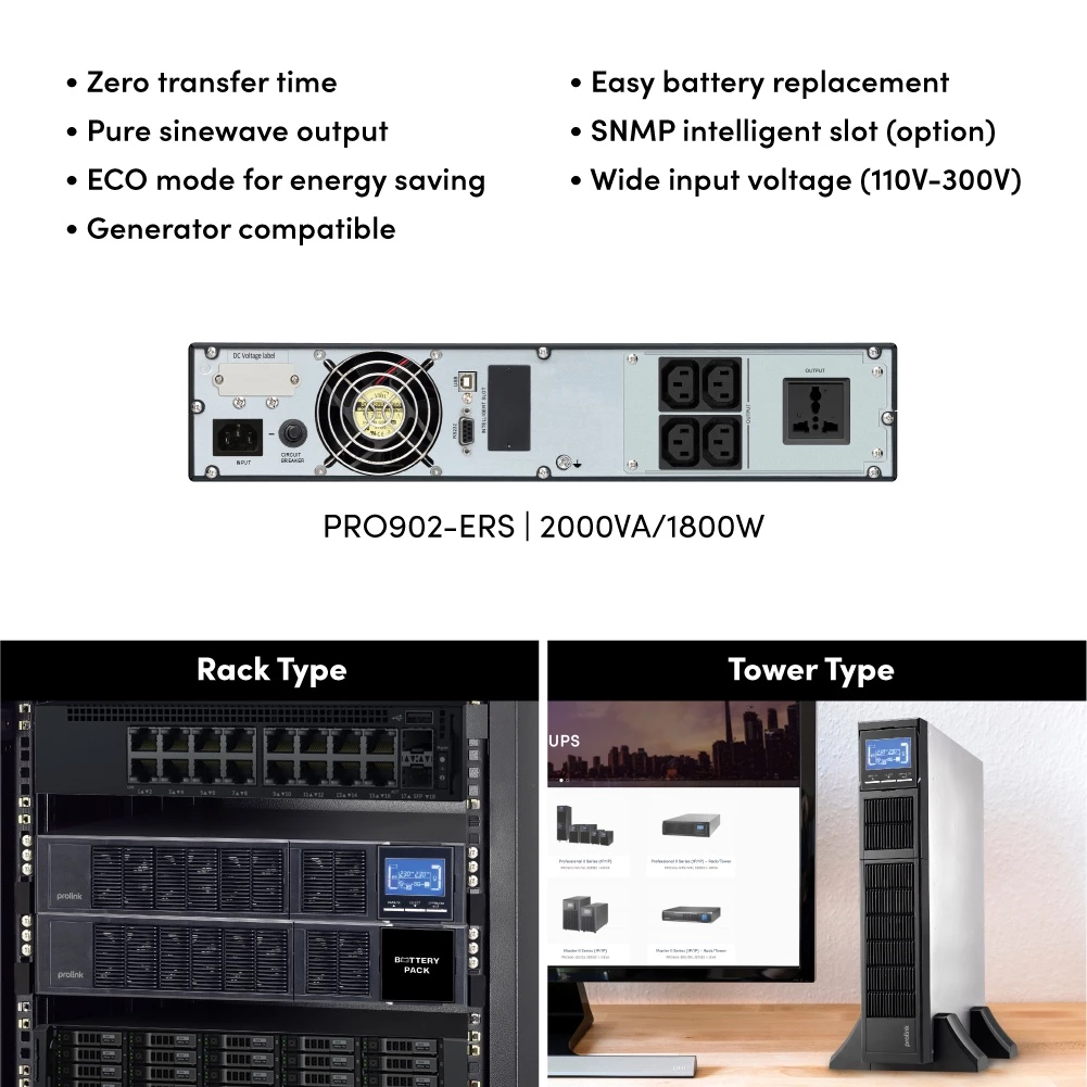 Prolink Proffesional II+ Online UPS 2000VA l 1800Watt l Pure Sinewave l Rackmount - Gambar 2