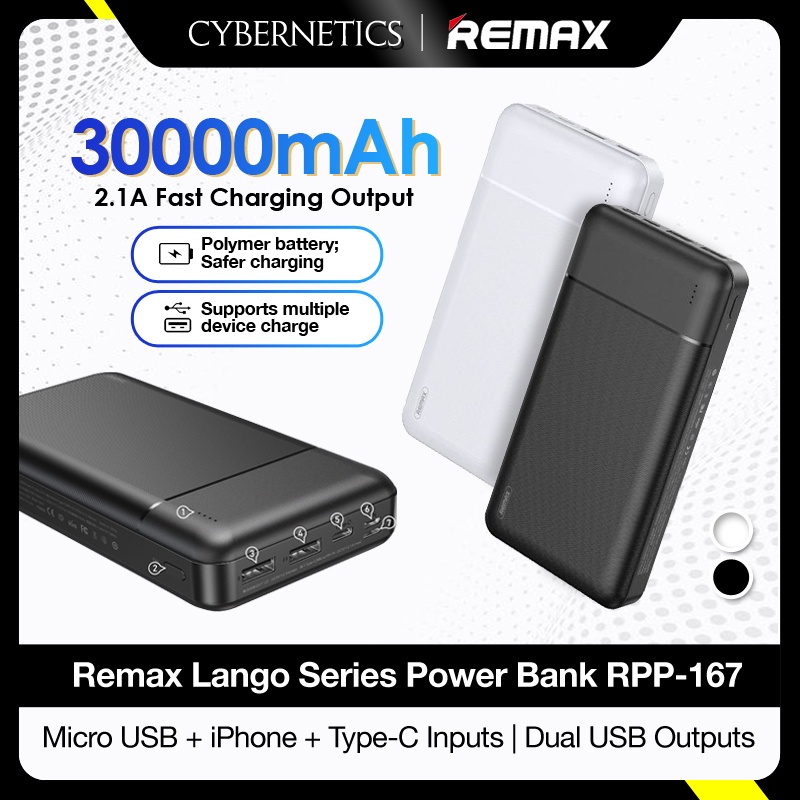 REMAX Powerbank 30000mAh Powerbank Portable Powerbank Remax RPP-167 2 ...