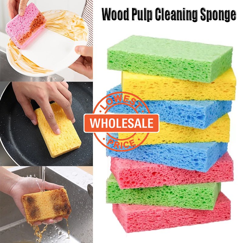 [Wholesale Price] Kitchen Wood Pulp Compressed Cleaning Sponge Eraser Cleaning Wash Cloth For