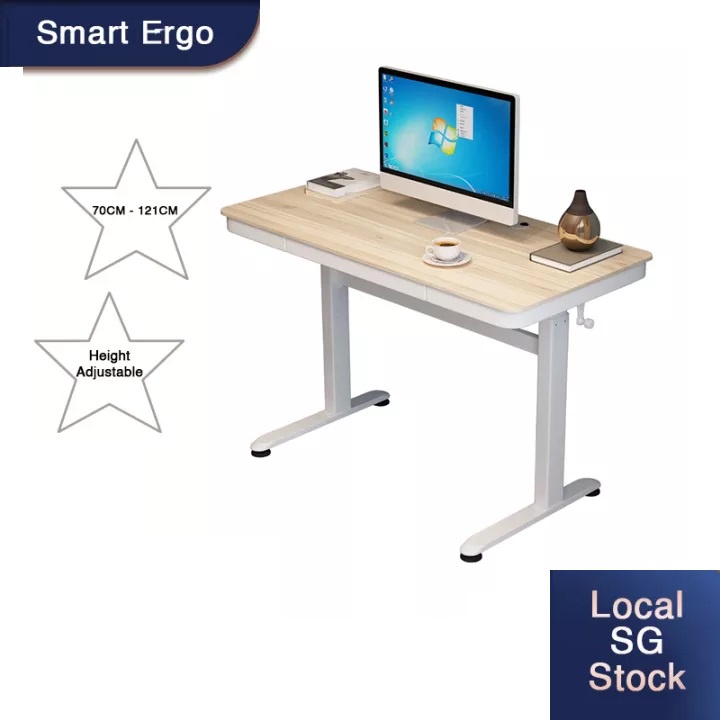 Smart Ergo Advance Height Adjustable Computer Table with Drawers