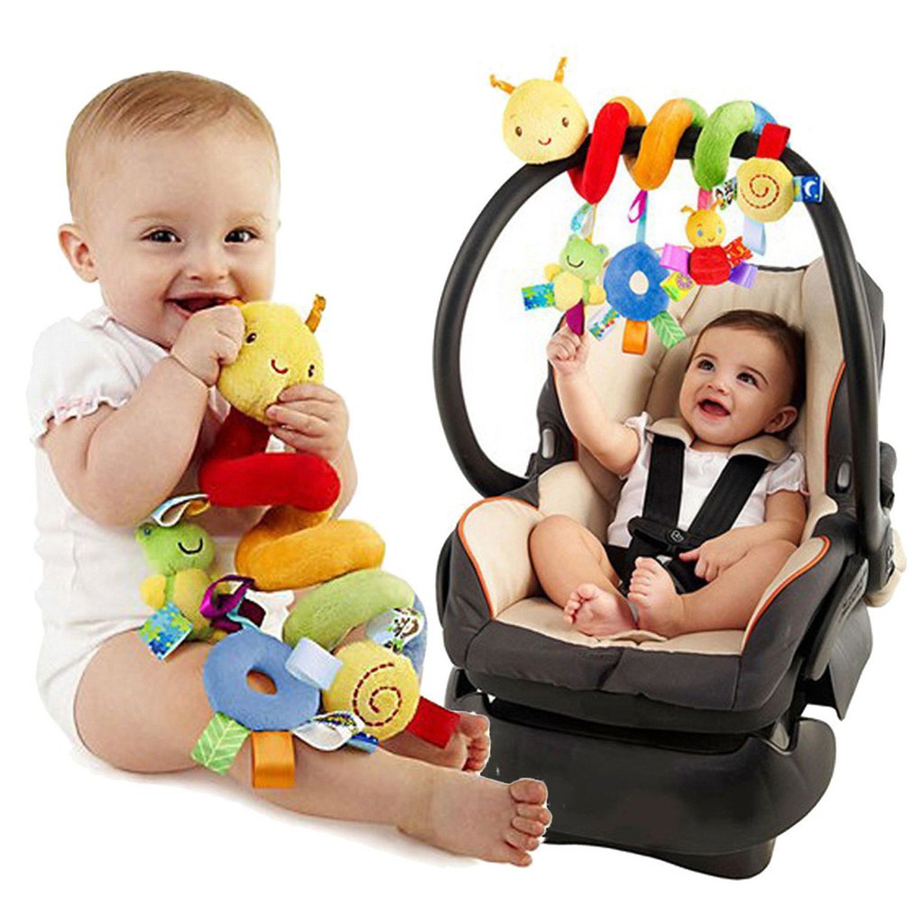 Baby Stroller Hanging Toys, Newborn Stroller Toy Car Seat Travel Activity Plush Animal Wind Chime Toys for 0 3 6 9 12 Months Boys and Girls Birthday Gift(2 Pack
