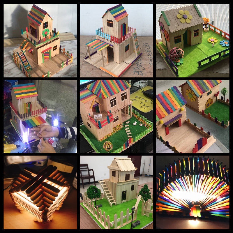 DIY Wooden Stick Making/DIY sand table building model material roof ...
