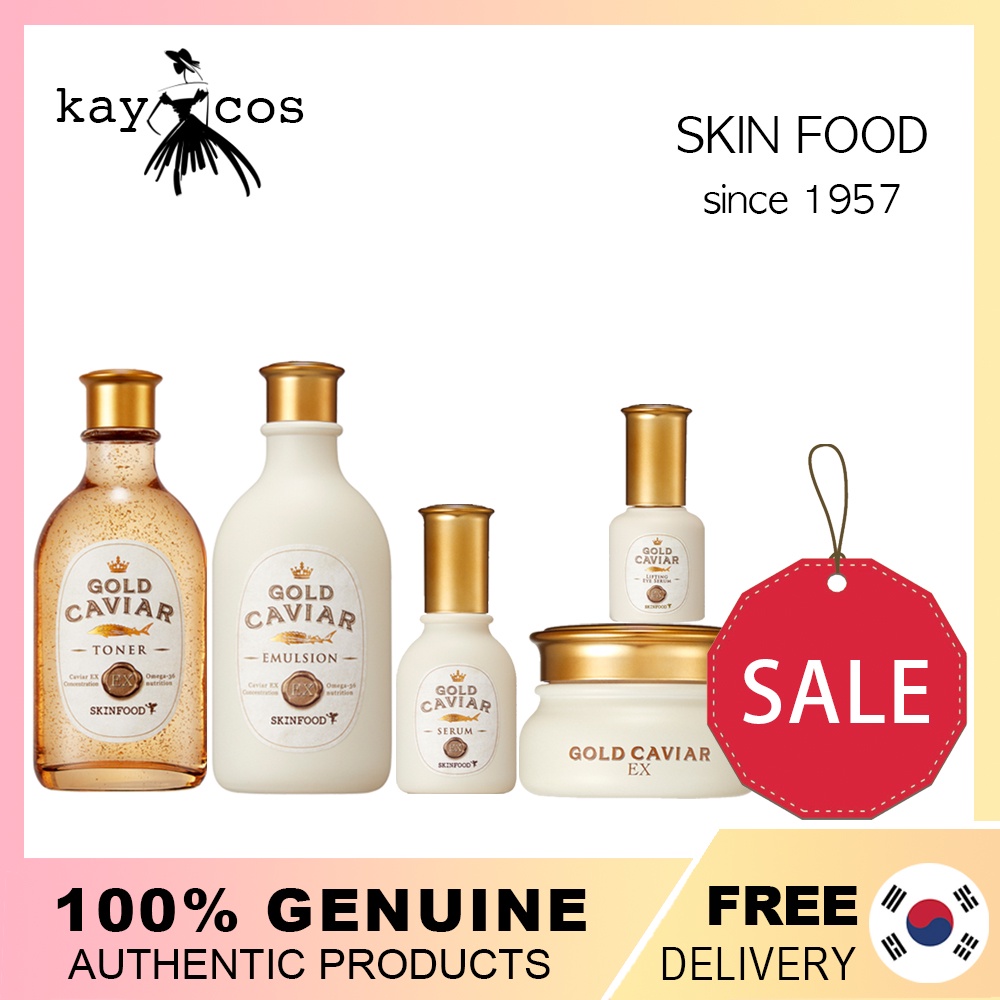 [SKINFOOD] Gold Caviar EX (Emulsion 145ml & Serum 50ml & Lifting