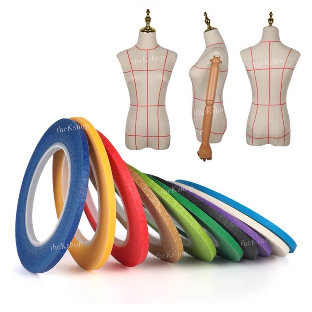 Milageto 10Rolls Draping Tape Mannequin Pattern Masking Tape Gridding Dress Form Supplies - Bianca - 13