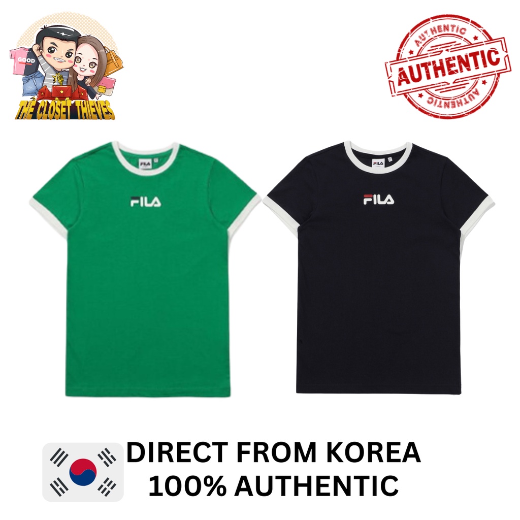FILA Women's Linear Logo Short Sleeve Tshirt FS2RSE2156F Shopee