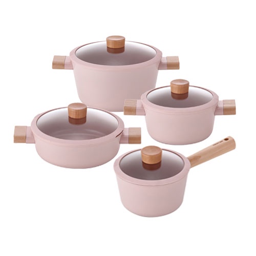 [NEOFLAM] Blossom cookware set Non-stick IH induction saucepan, stock pot,  sauce pot / pink cookware / ceramic coated / cookware Korea