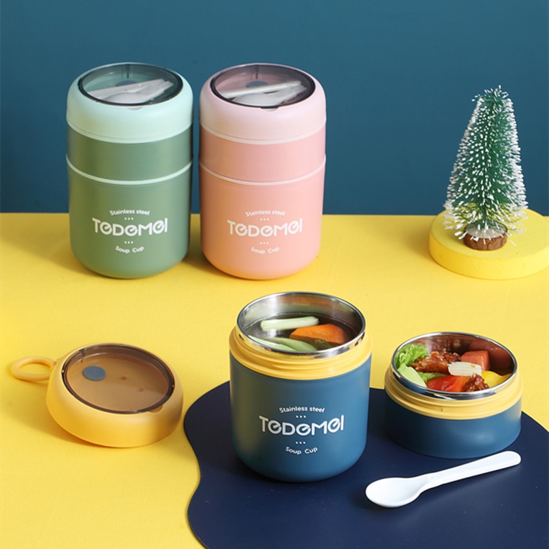 710ml Double Layer Stainless Steel Thermal Lunch Box Breakfast Bento