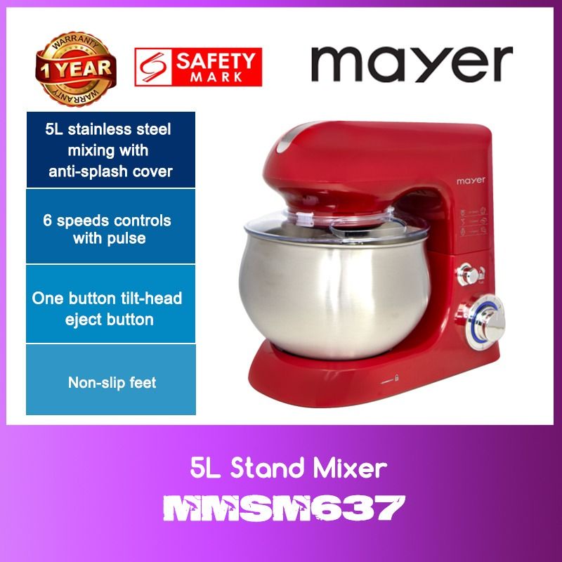 Mayer MMSM637 5L Stand Mixer WITH 1 YEAR WARRANTY Shopee Singapore