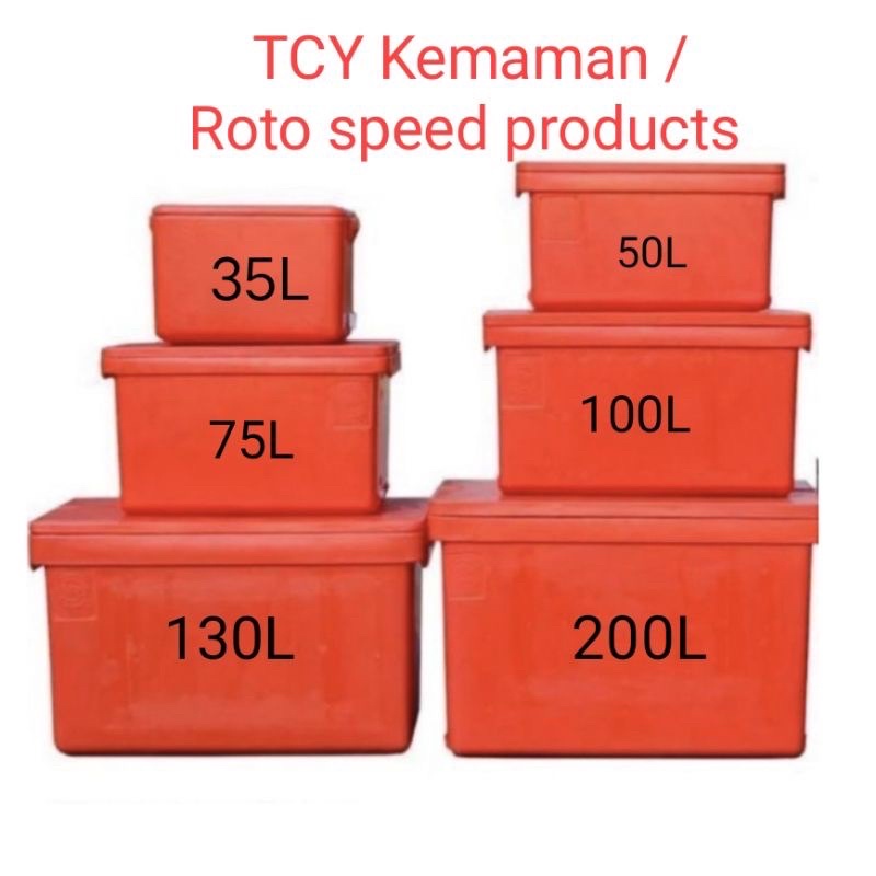 Roto speed products 35L / 50L / 75L / 100L/130L / 200L ISULATED COOLER BOX  / ICE BOX / ICE BUCKET / FISH BOX / TONG AIS