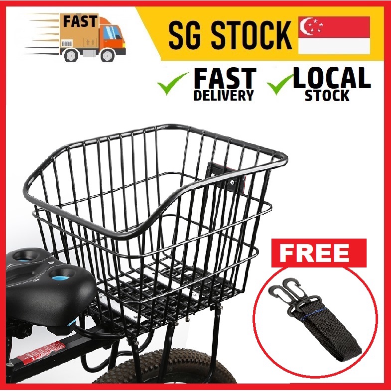 Rear Bike Basket Waterproof Large Capacity Metal Wire Bicycle Basket for Most Rear Bike Racks