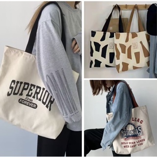 Female Shoulder Bags Fashion Tote Bag Reusable Large Capacity Shopping Bag  For Women Storage Bag Casual Handbags Beach Bag Name Initials W Letter  Pattern Student Canvas Bag