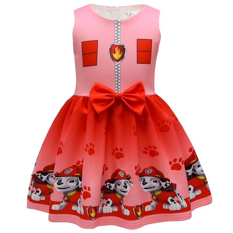 Girls Princess Dress PAW Patrol Halloween Sleeveless Bow Zipper