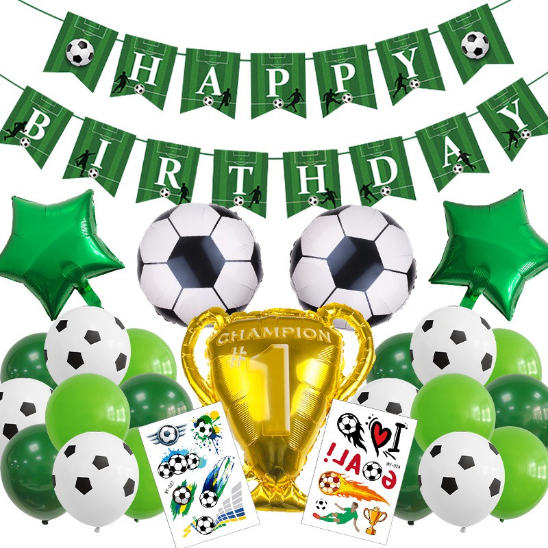 [SG Seller] Football Soccer Sports Theme Green Balloon Happy Birthday ...