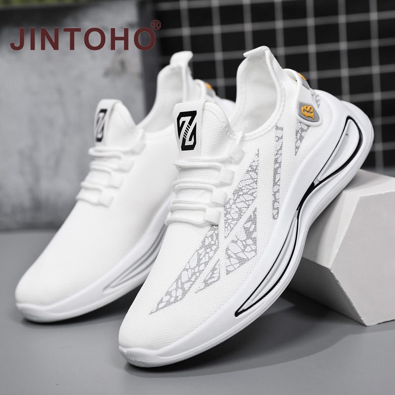 【JINTOHO】Fashion Men White Shoes Outdoor White Sport Shoes Rubber ...