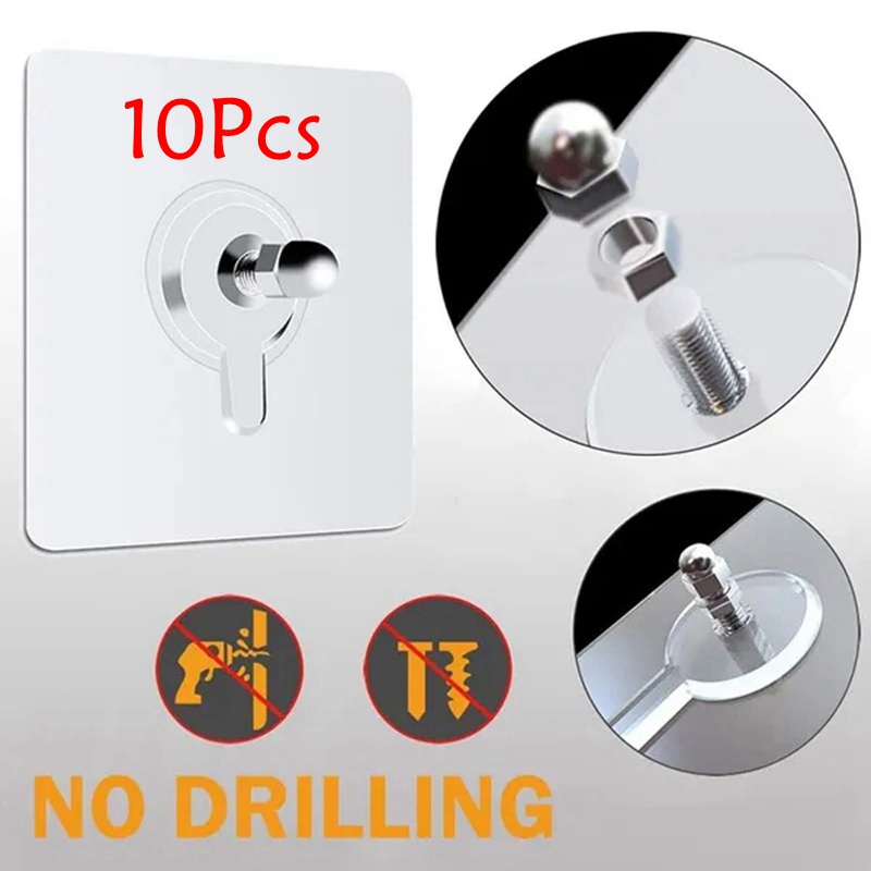 10 Pcs Punch-Free Screw Stickers Wall Picture Frame Holder Self ...