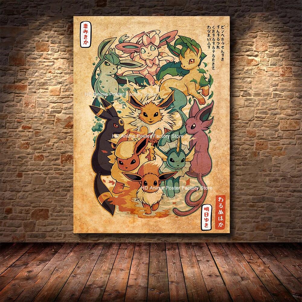 Vintage Pokemon Poster Eeveelution Umbreon Espeon Vaporeon Jolteon ...