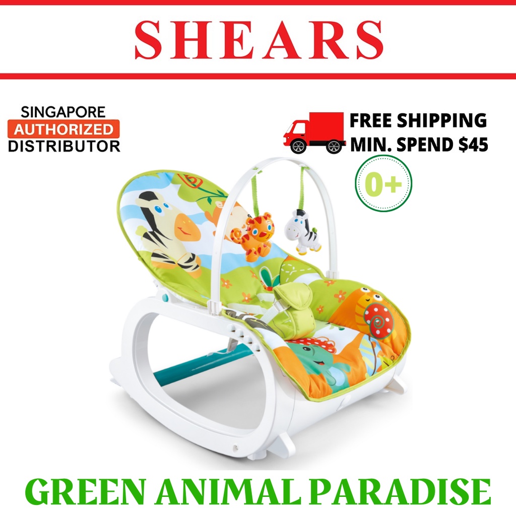 Shears Baby Rocker Musical Portable Rocker Green Safari Music Rocker