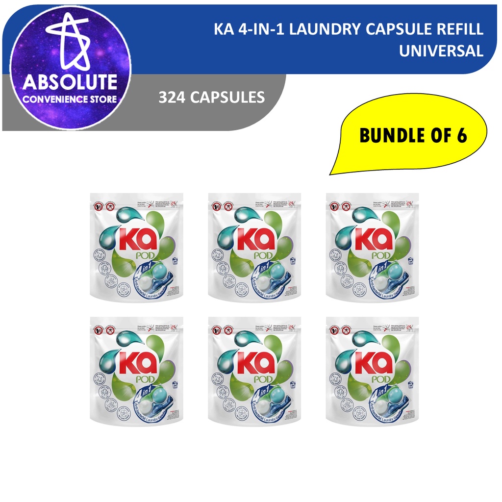 [Bundle of 6] Ka 4in1 Antibacterial Laundry Capsule Refill Pack