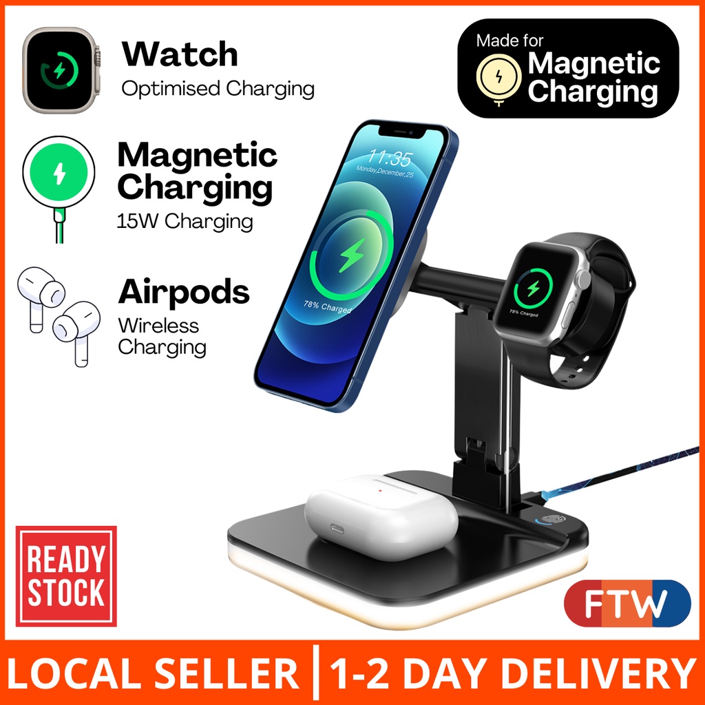 NEXT DAY DELIVERY FTW 3in1 Magnetic Wireless Charging Station For iPhone Apple Watch Airpods iPhone 14 13 12