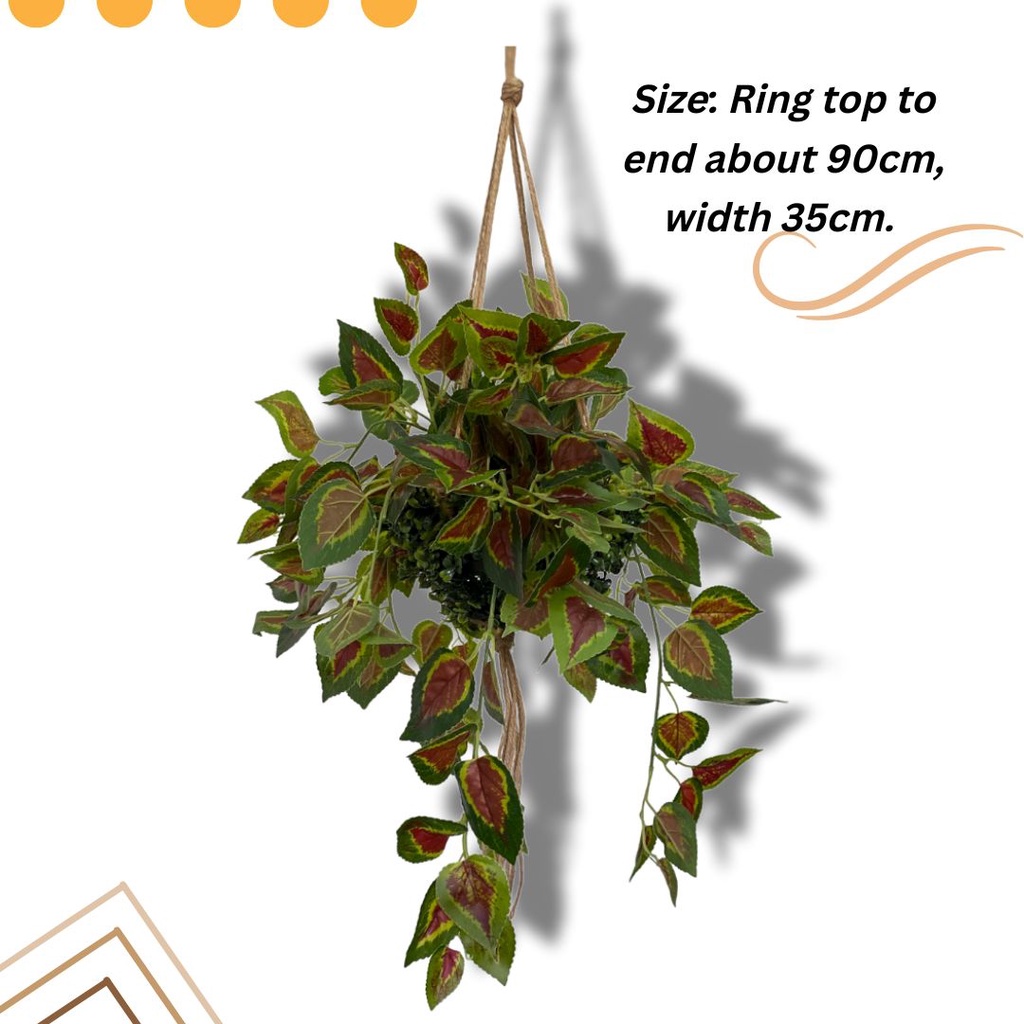 Plant Coleus bush aritificial arranged in a half topiary ball with guny ...
