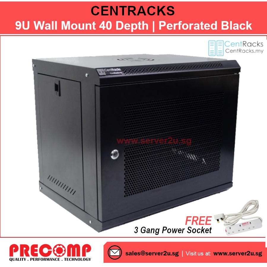 CentRacks 9U (40cm x 45cm x 53cm) Wall Mount Server Rack (CM9UB400 ...