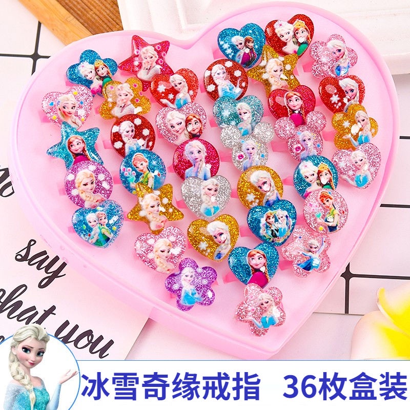 36 PCS Children's Rings Girls Baby Princess Jewelry Toys Cartoon ...