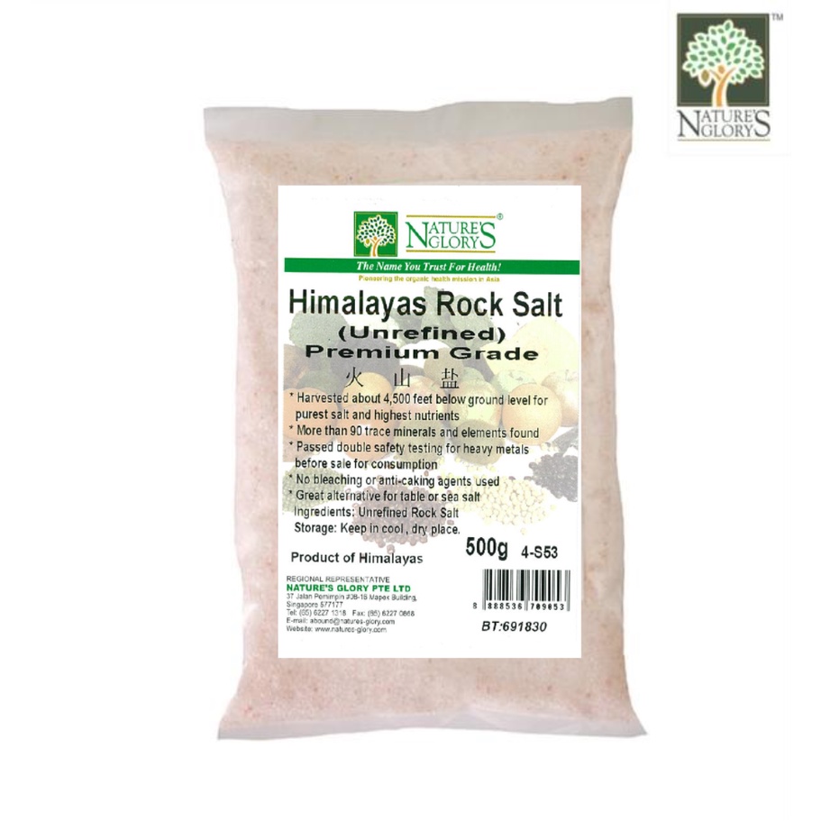 Unrefined Himalayas Himalayan Rock Pink Salt Nature's Glory 500g ...