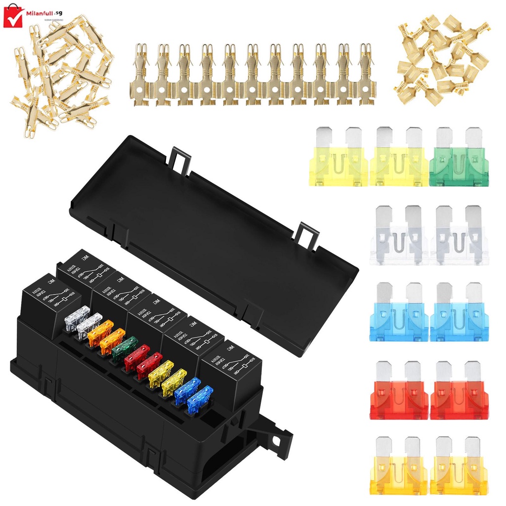 12V Fuse Relay Box Kit Auto Waterproof Fuse Relay Box Block with 52