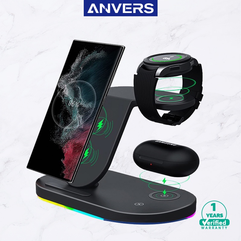 Anvers 3 in 1 Wireless Charger for Samsung Devices Wireless Charging Station for Samsung Galaxy Phone/Watch/Buds Pro