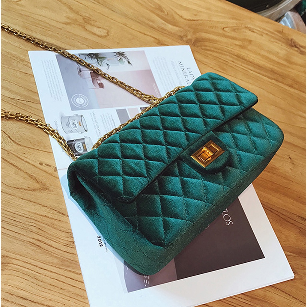 Green velvet online handbag