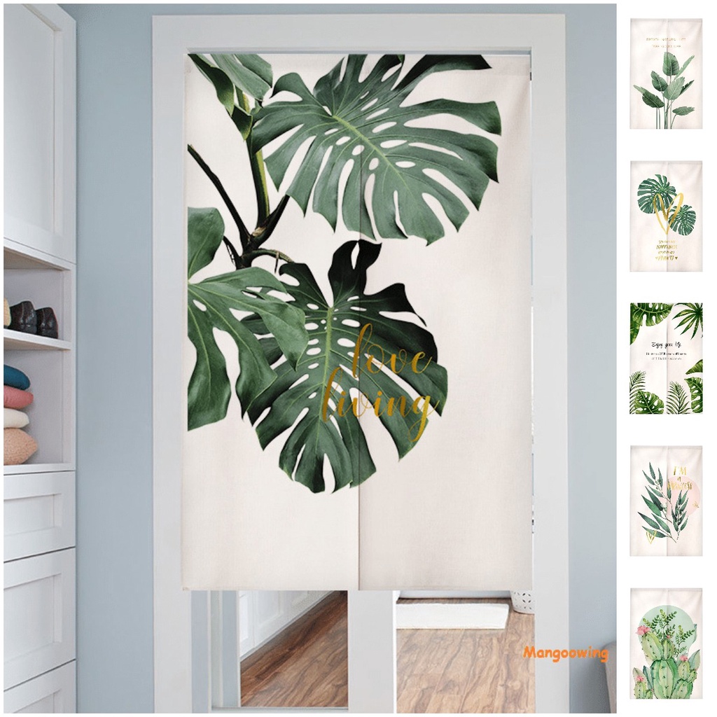 Custom Doorway Curtain Nordic Monstera Door Curtain Partition For ...