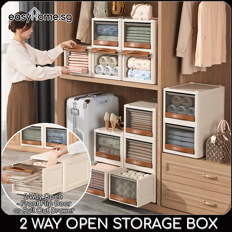 Easyhome.sg HE073 Storage Box 2 Way Open Stackable Storage Drawer ...