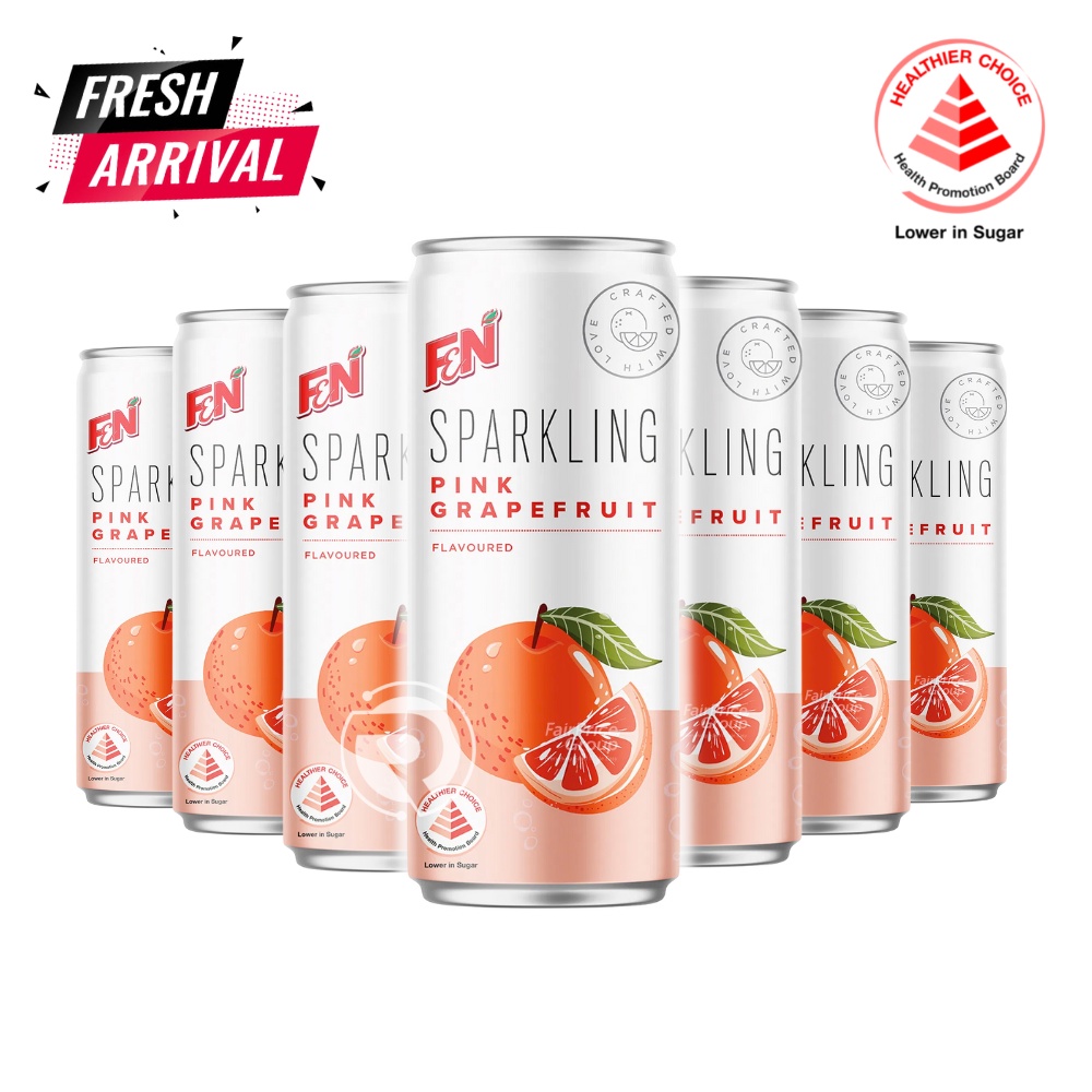 F&N Sparkling Pink Grapefruit Reduced Sugar (325ml x 24 Cans) Shopee