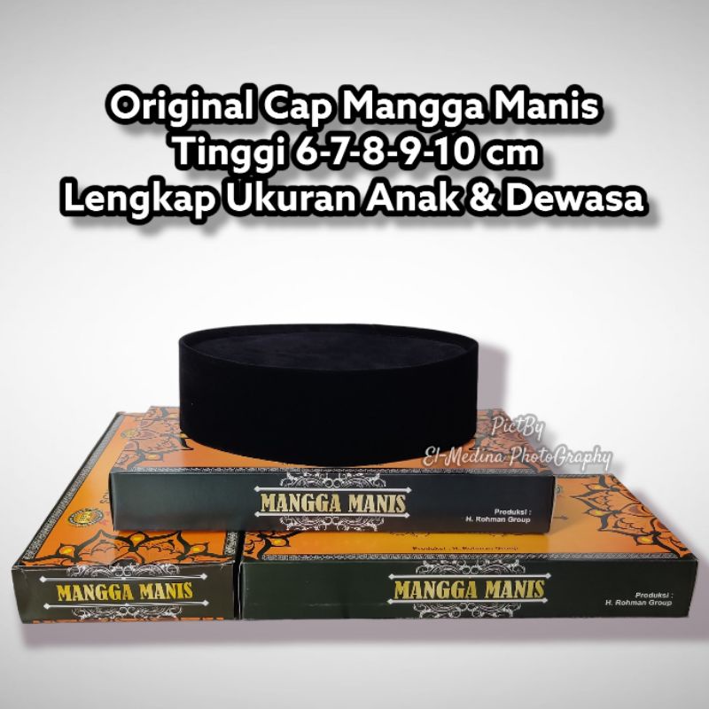 HITAM Songkok Black peci Cap Men Cap MANGGA manis Size And Height ...