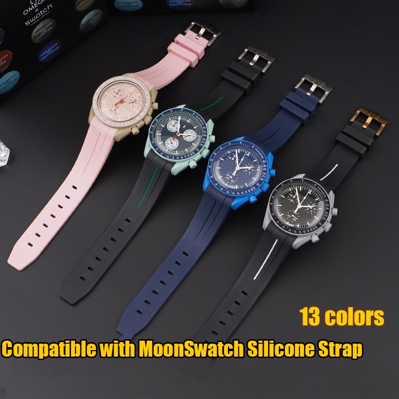 Curved Interface Rubber Strap Suitable for Joint MoonSwatch 20mm Men ...