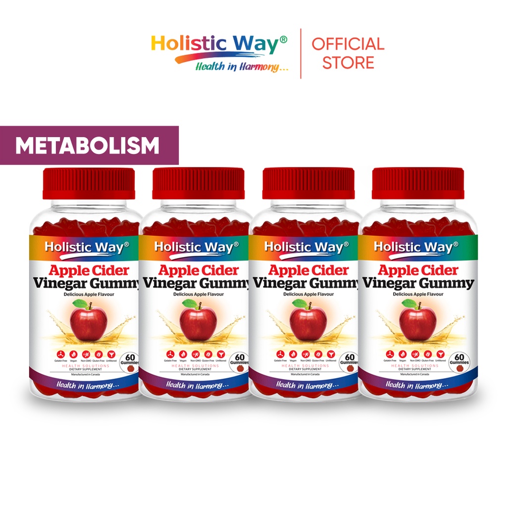 [Bundle of 4] Holistic Way Apple Cider Vinegar Gummy (4 x 60 Gummies