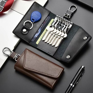 Genuine Leather Men Women Key Holder House Keychain Bag Organizer Car Key  Case Pouch Multifunctional Small Wallet Mini Purse