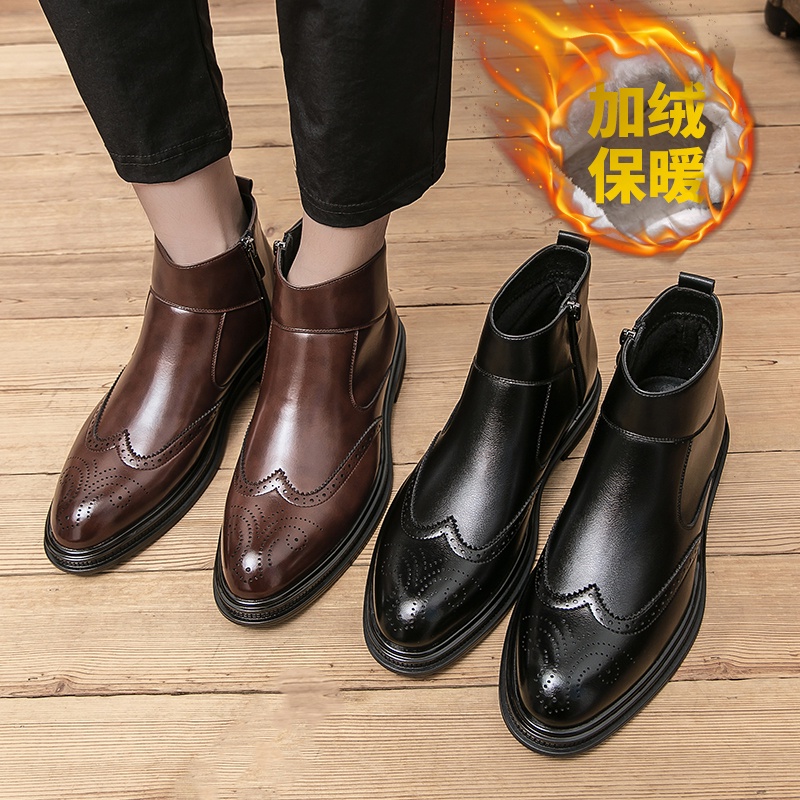 Mens black leather hot sale brogue boots