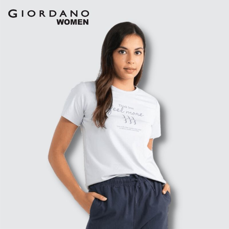 Giordano Women Cotton Jersey Crew Neck Comfort Printed T-shirt