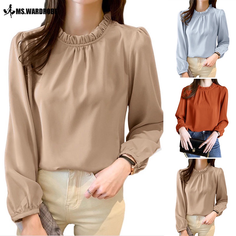 Round Neck Long Sleeve Blouse