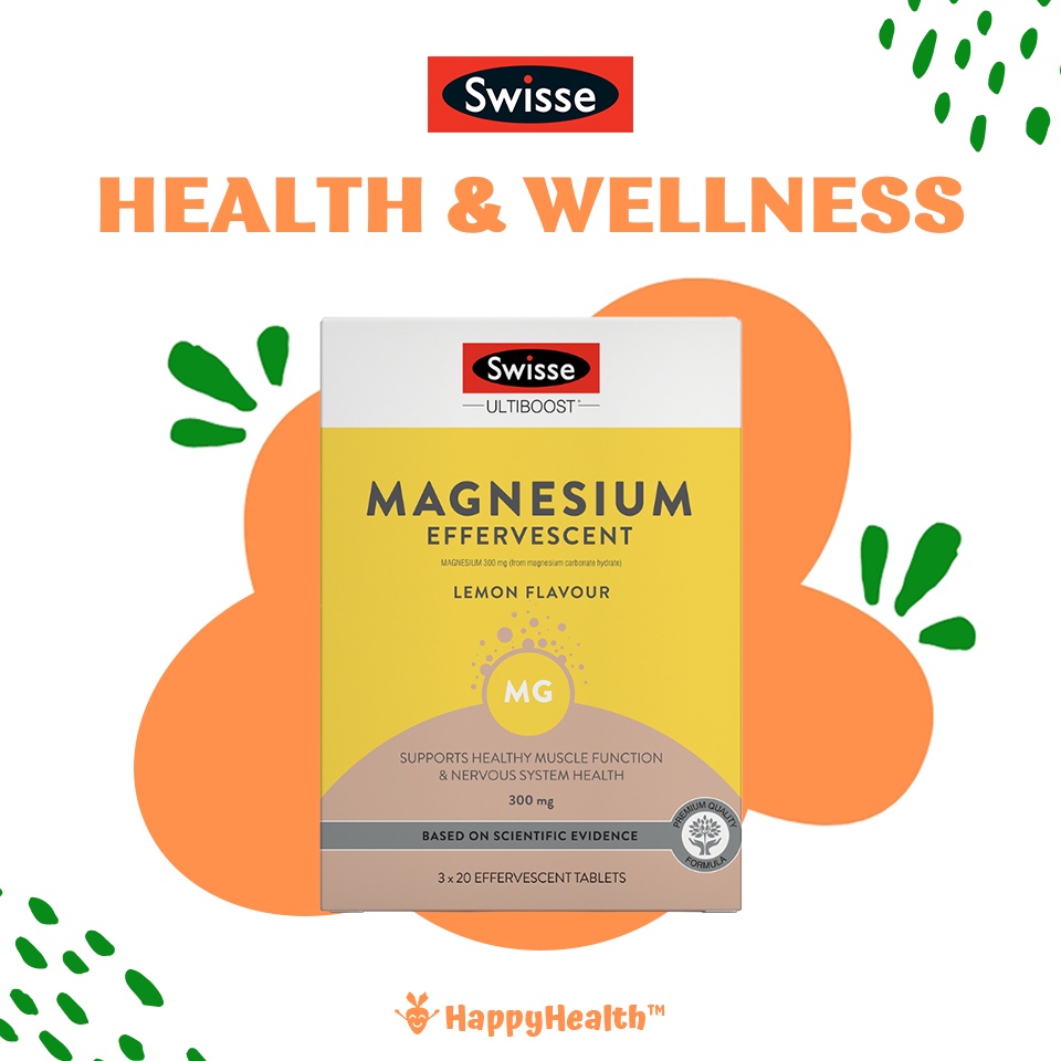 [Authorised Store] - Swisse Ultiboost Magnesium 300Mg 60 Effervescent Tablets [HappyHealth]